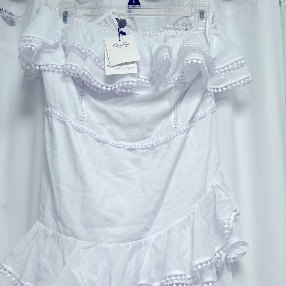 Charo Ruiz Ibiza off the shoulder mini dress white size large